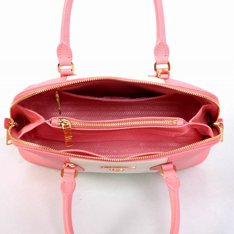 2014 Prada Saffiano Calf Leather Two Handle Bag BL0837 pink&white